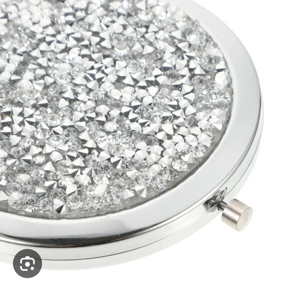 Silver Rhinestone Compact Mirror BNIB - Picture 3 of 14